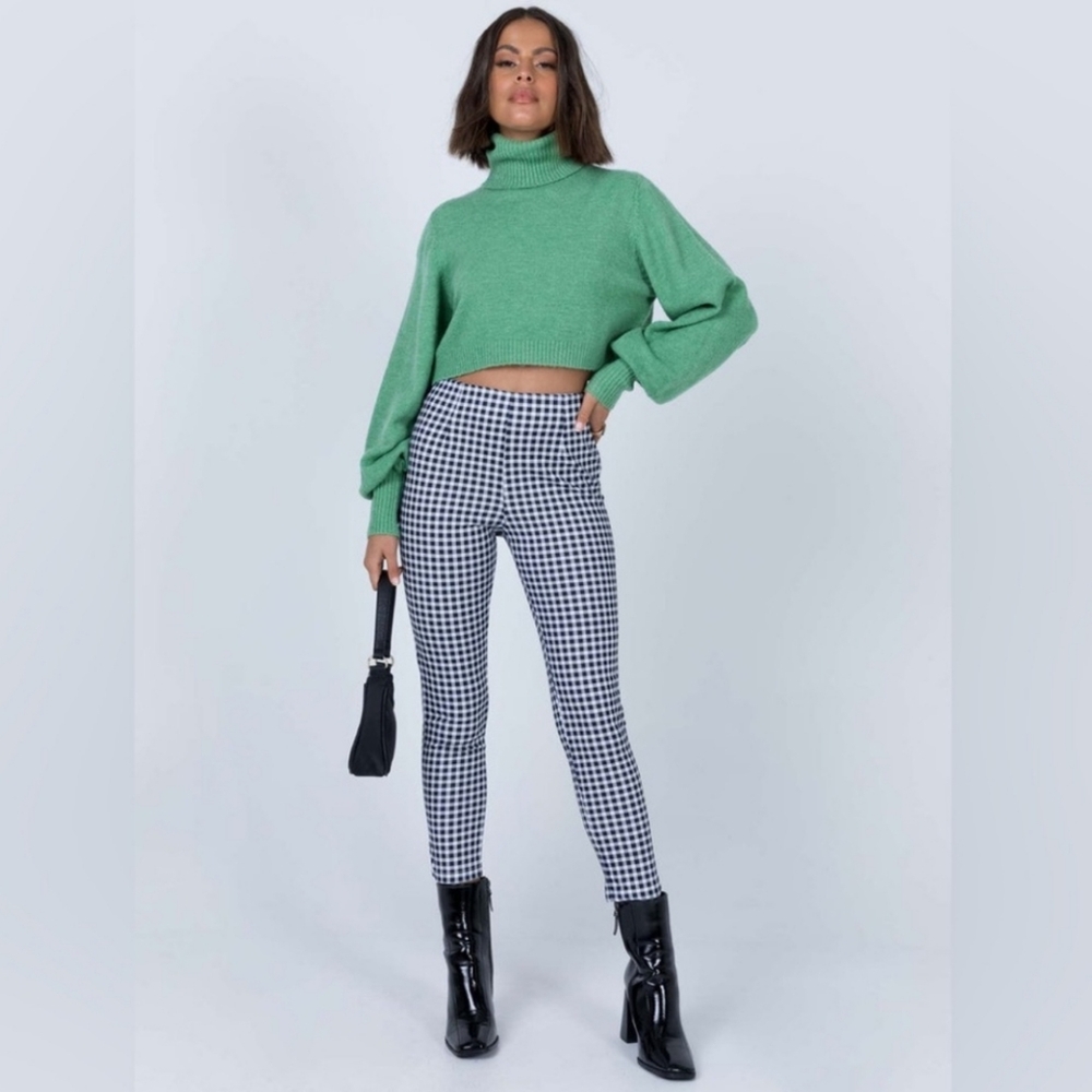 Princess Polly Iggy Gingham Pants Black White Checkered High Rise Skinny Size 2